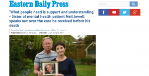 EDP: ‘What people need is support and understanding’ - Sister of mental health patient Neil Jewell speaks out over the care he received before his death