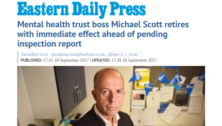 Edp Mental Health Trust Boss Michael Scott Retires With Immediate Effect Ahead Of Pending