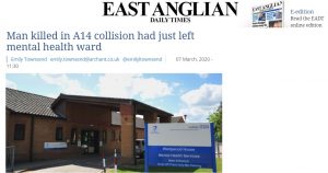 EADT: Man killed in A14 collision had just left mental health ward at NSFT