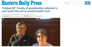 EDP: 'Fobbed off': Family of grandmother attacked in care home hits out at mental health trust