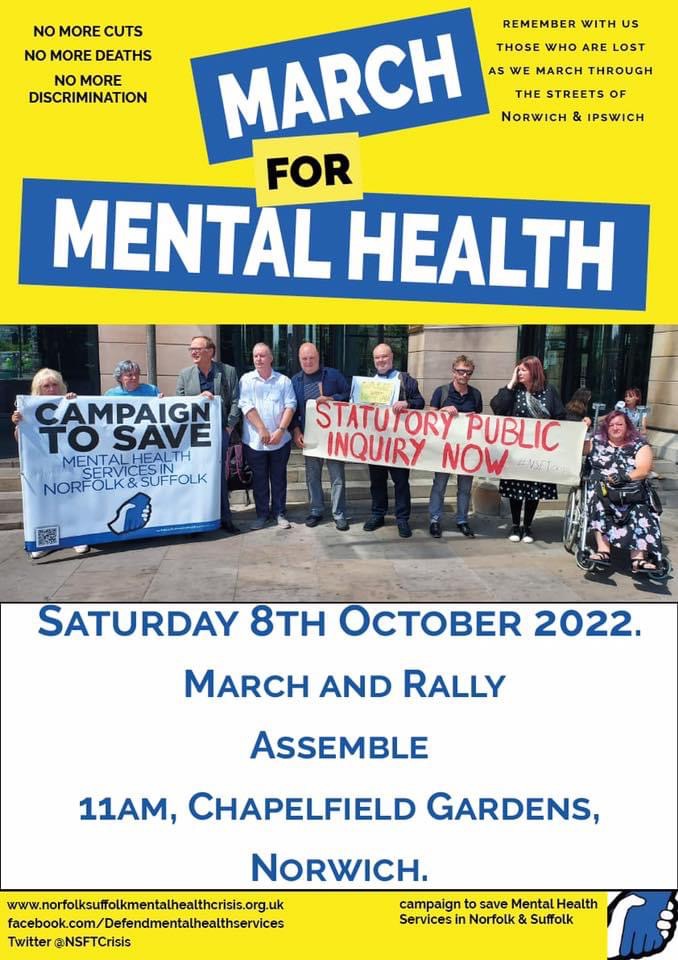 Marches for Mental Health 8th 9th October